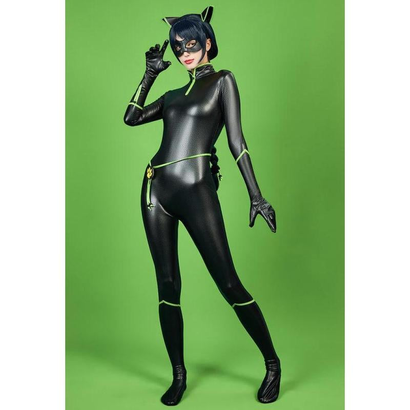 [Officially Licensed] Miraculous Ladynoir Cosplay Costume Black Elastic Jumpsuit Halloween Costume
