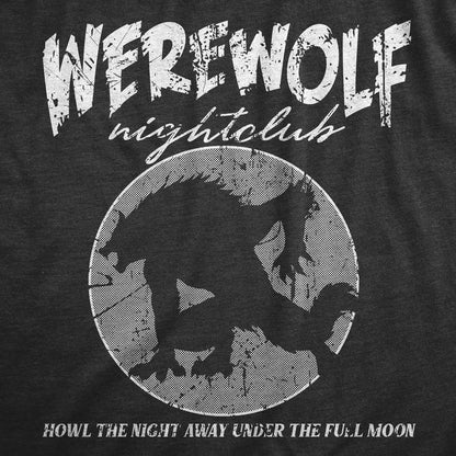 Mens Werewolf Nightclub T Shirt Funny Spooky Halloween Party Joke Tee for Guys Mens Funny T Shirts Cool Vintage Fashion T-Shirt Gift Black -