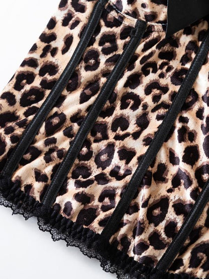 Women'S Sexy Bodycon Leopard Print Cami Top, European and American Style Lace Spliced Vest, Ideal for Outings and Layering