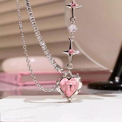 Glamour Heart Star Necklace Golden Twist Heart Necklaces Pink Pendant Necklace Pickleballnecklacekendra Necklaces Lover Sugar Necklace Marlu Jewelry