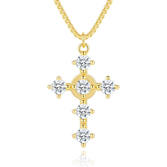 VRIUA Gold Vintage Christian Cross Necklace for Women & Men Vintage Trendy Charm Necklace for Party Daily Decor Trendy All-Match & Exquisite Jewelry for Gift