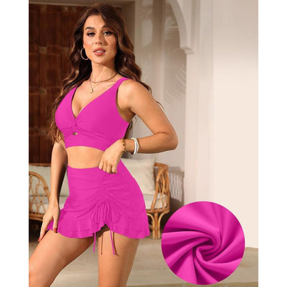 Daci Women High Waisted Bikini Set with Skirt - Tummy Control Two Piece Swimsuit Twist Knot Bathing Suit 2025