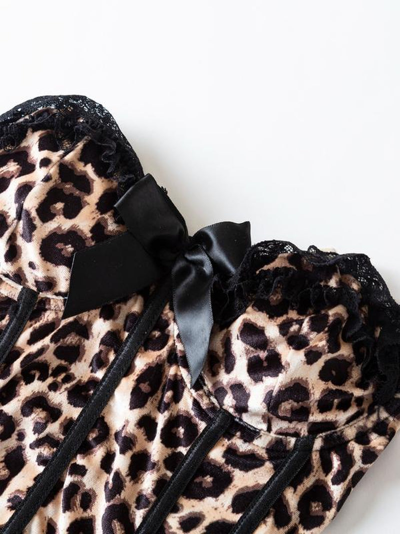 Women'S Sexy Bodycon Leopard Print Cami Top, European and American Style Lace Spliced Vest, Ideal for Outings and Layering