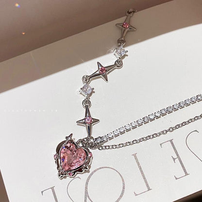 Glamour Heart Star Necklace Golden Twist Heart Necklaces Pink Pendant Necklace Pickleballnecklacekendra Necklaces Lover Sugar Necklace Marlu Jewelry