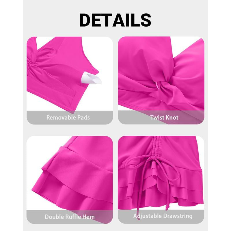 Daci Women High Waisted Bikini Set with Skirt - Tummy Control Two Piece Swimsuit Twist Knot Bathing Suit 2025