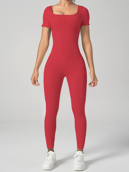 Women'S Solid Ribbed Long Sleeve Sports Playsuit Tummy Control Jumpsuit, Workout Ribbed Long Sleeve Exercise Bodycon Jumpsuit, Seamless Jumpsuits One-Piece Yoga Suit, Summer Outfits 2024