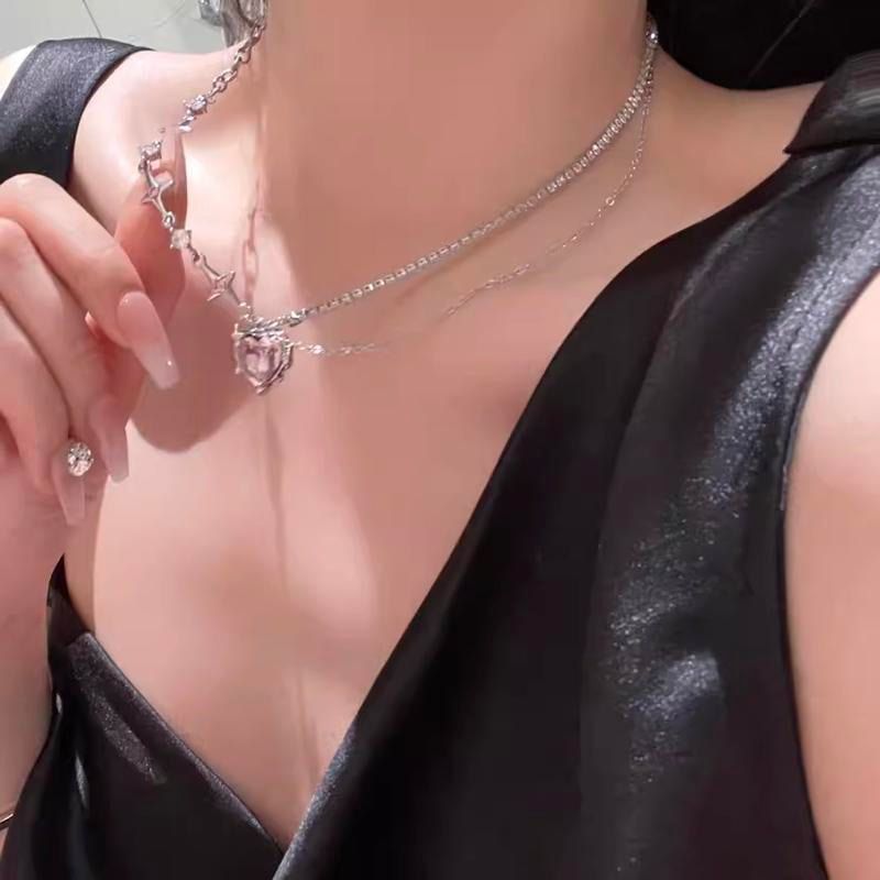 Glamour Heart Star Necklace Golden Twist Heart Necklaces Pink Pendant Necklace Pickleballnecklacekendra Necklaces Lover Sugar Necklace Marlu Jewelry