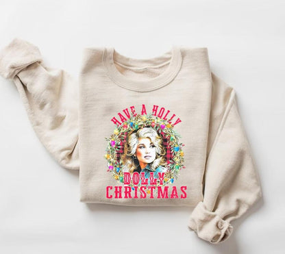 Have a Holly Dolly Christmas, Women Holiday Sweater, Cowgirl Christmas, Western Christmas Sweatshirt, Most Wonderful Time Gift, Xmas Sweater