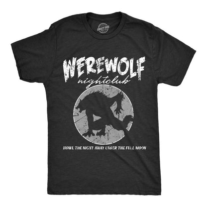Mens Werewolf Nightclub T Shirt Funny Spooky Halloween Party Joke Tee for Guys Mens Funny T Shirts Cool Vintage Fashion T-Shirt Gift Black -