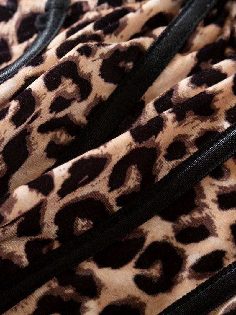 Women'S Sexy Bodycon Leopard Print Cami Top, European and American Style Lace Spliced Vest, Ideal for Outings and Layering